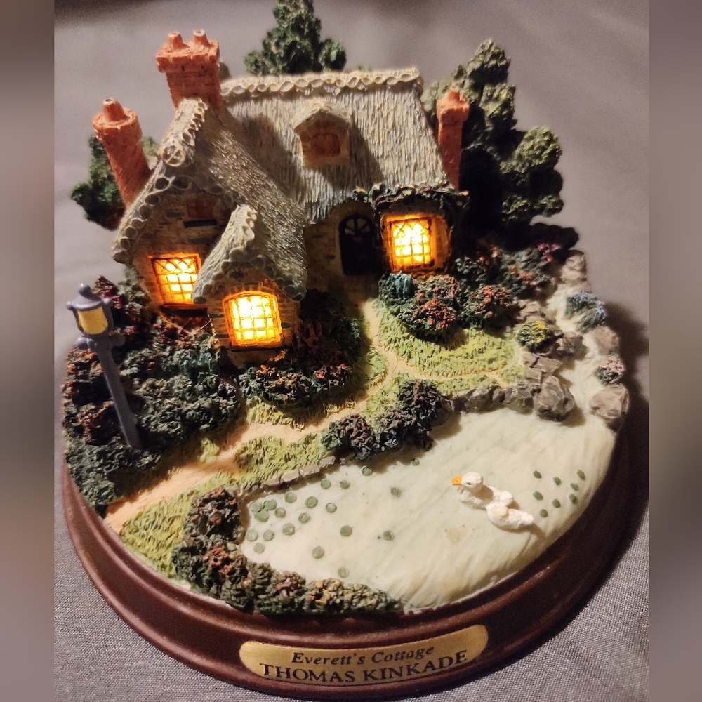 Vintage Thomas Kinkade Memories of Home Collection EVERETT'S COTTAGE  lights up